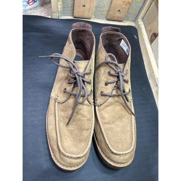 Toms Mens Brown Leather Moc-Toe Ankle Boots Size 11 - Picture 3 of 10